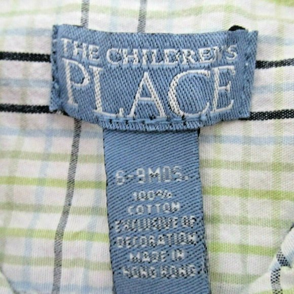 Childrens Place Button Up Shirt Infant Boys 6-9M Green Plaid Long Sleeve Collar‎ - Picture 5 of 6
